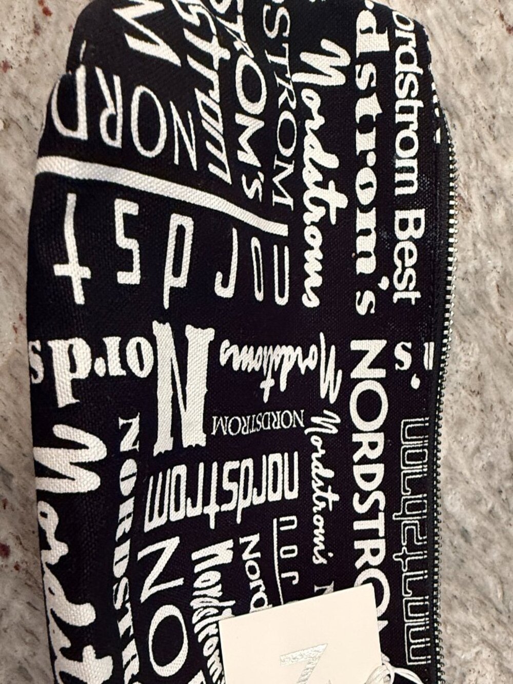 NWT Nordstrom N125 125th Anniversary Logo Zip Pouch Black White